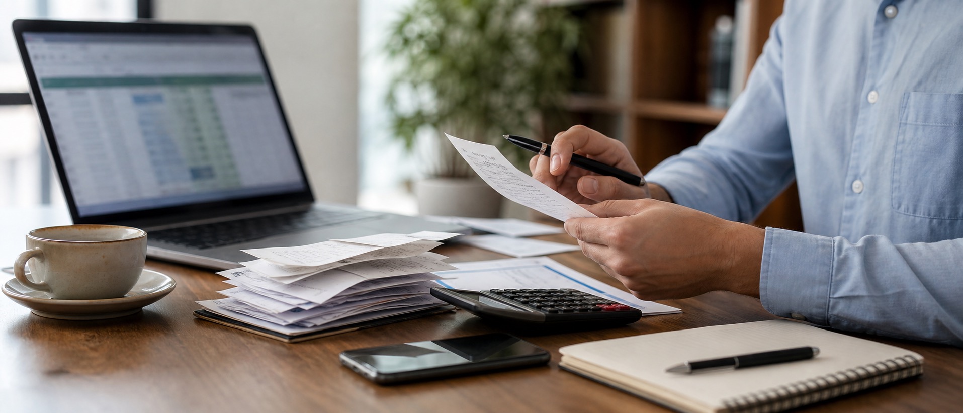 Contadora revisando compras, ventas y retenciones para preparar el ATS